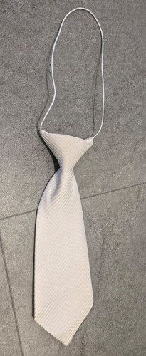 Boys white ribbed tie - , with